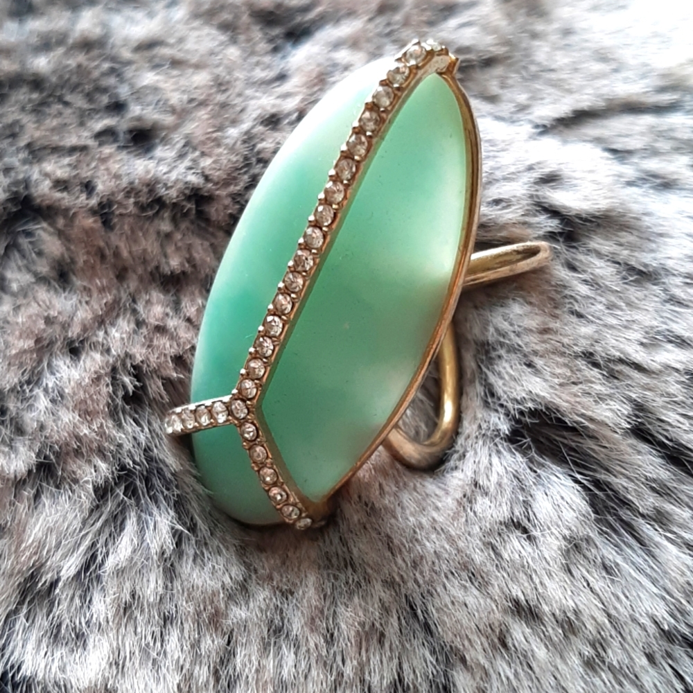 INC Aqua Peace Sign ring